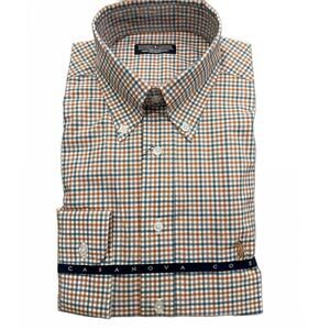 NEW SOUTHERN CASANOVA men's check button down top in dusty amber